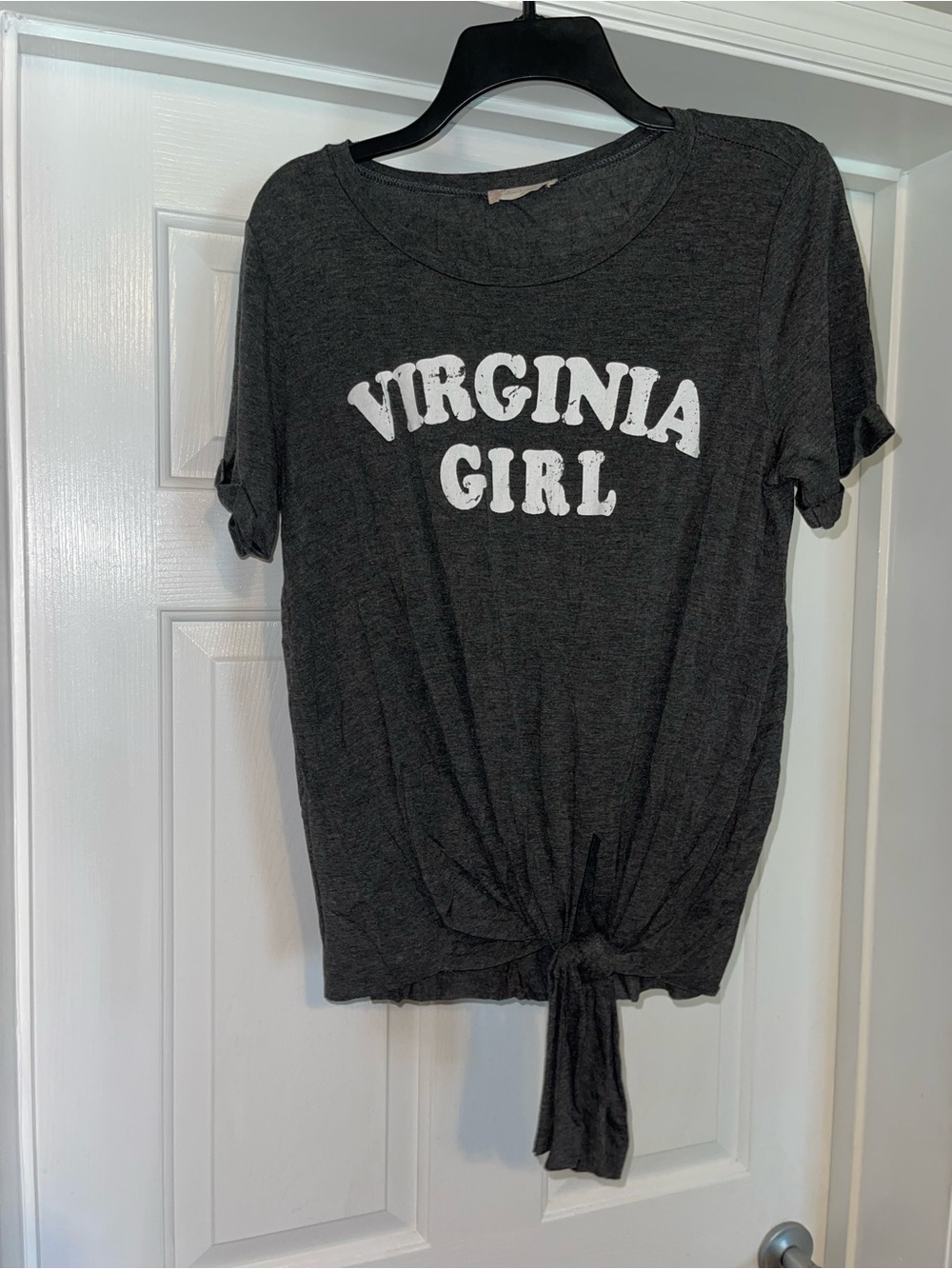 Altar'd State Charcoal 'Virginia Girl' Short Sleeve Tie-Front Tee